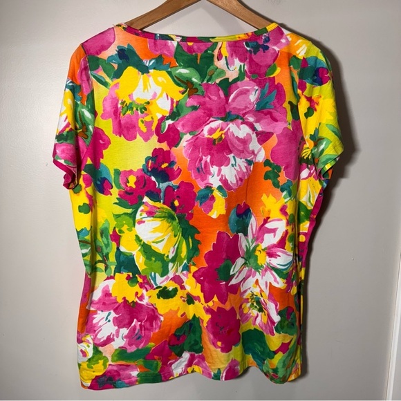 Lauren Ralph Lauren Floral Short Sleeve Tshirt Size 1x 100% Cotton - Picture 4 of 5